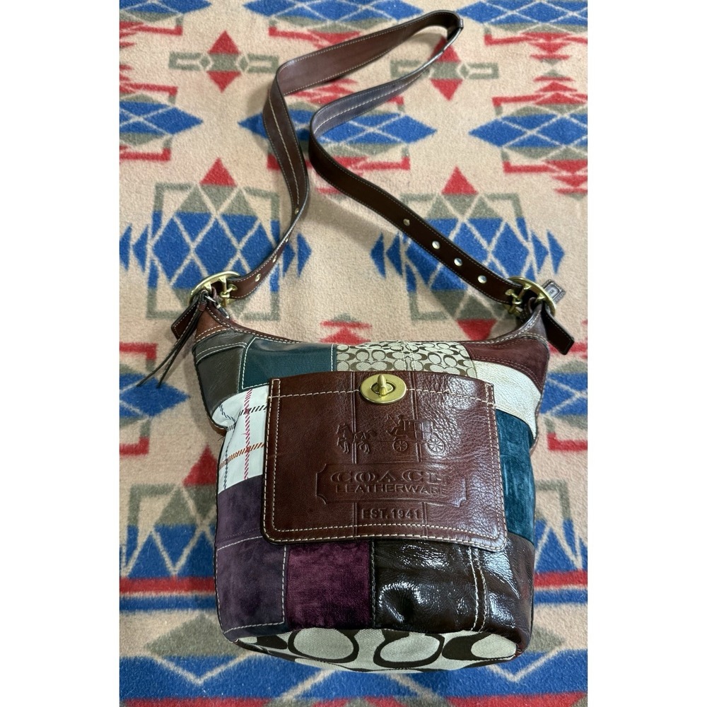 COACH $368 Bleecker Legacy Leather Patchwork Duffle Crossbody Shoulder Bag Purse